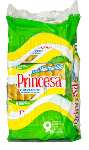 Galletas Princesa Club Crackers Mantequilla | 9 Paquetes de 34g |