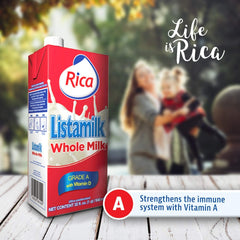 RICA Listamilk Whole Milk With Vitamin D 1Qt (4 Pack)