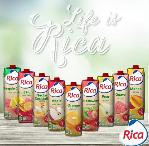 RICA Orange Juice Jugo de Naranja Rica 1 lt with Vitamin C (6 PACK)